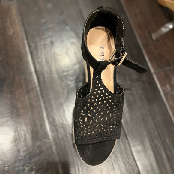 Platform wedge espadrilles in Black and Tan - Picture 4 of 4